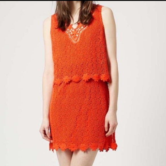 Topshop Dresses & Skirts - Topshop BOHO Crochet 2 Tiered Shift Dress Size 4